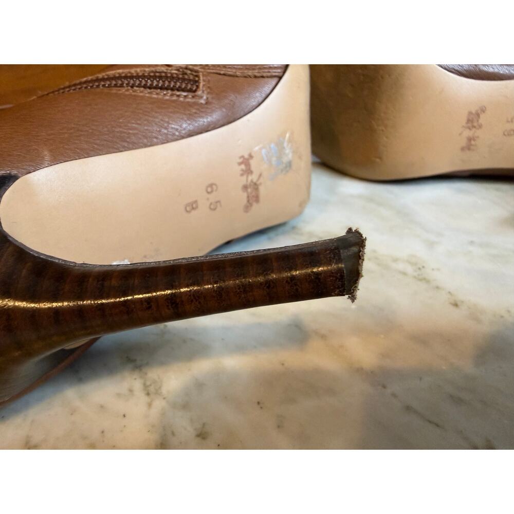Coach Salene Leather Ankle Boots Ginger Brown Stiletto Heel Gold Logo 6.5 - Picture 12 of 12